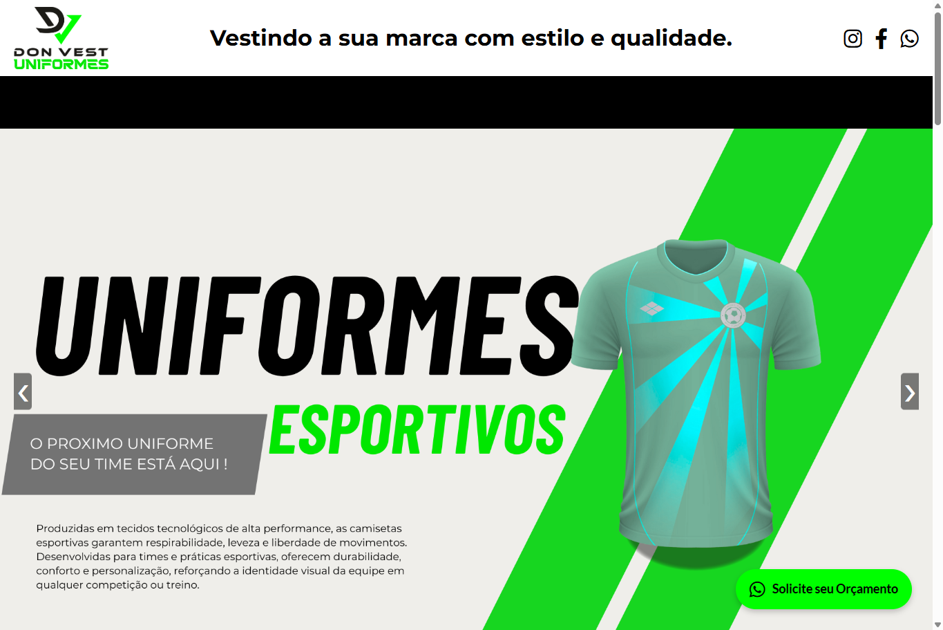 Site Don Vest desenvolvido pela Aura Publicidade