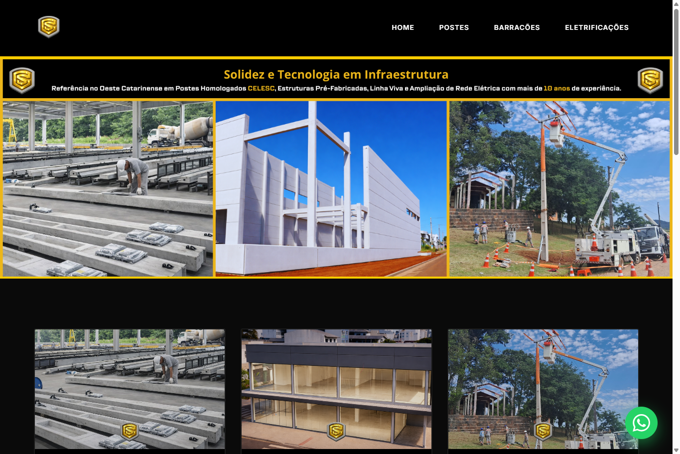 Site Grupo SC Postes desenvolvido pela Aura Publicidade
