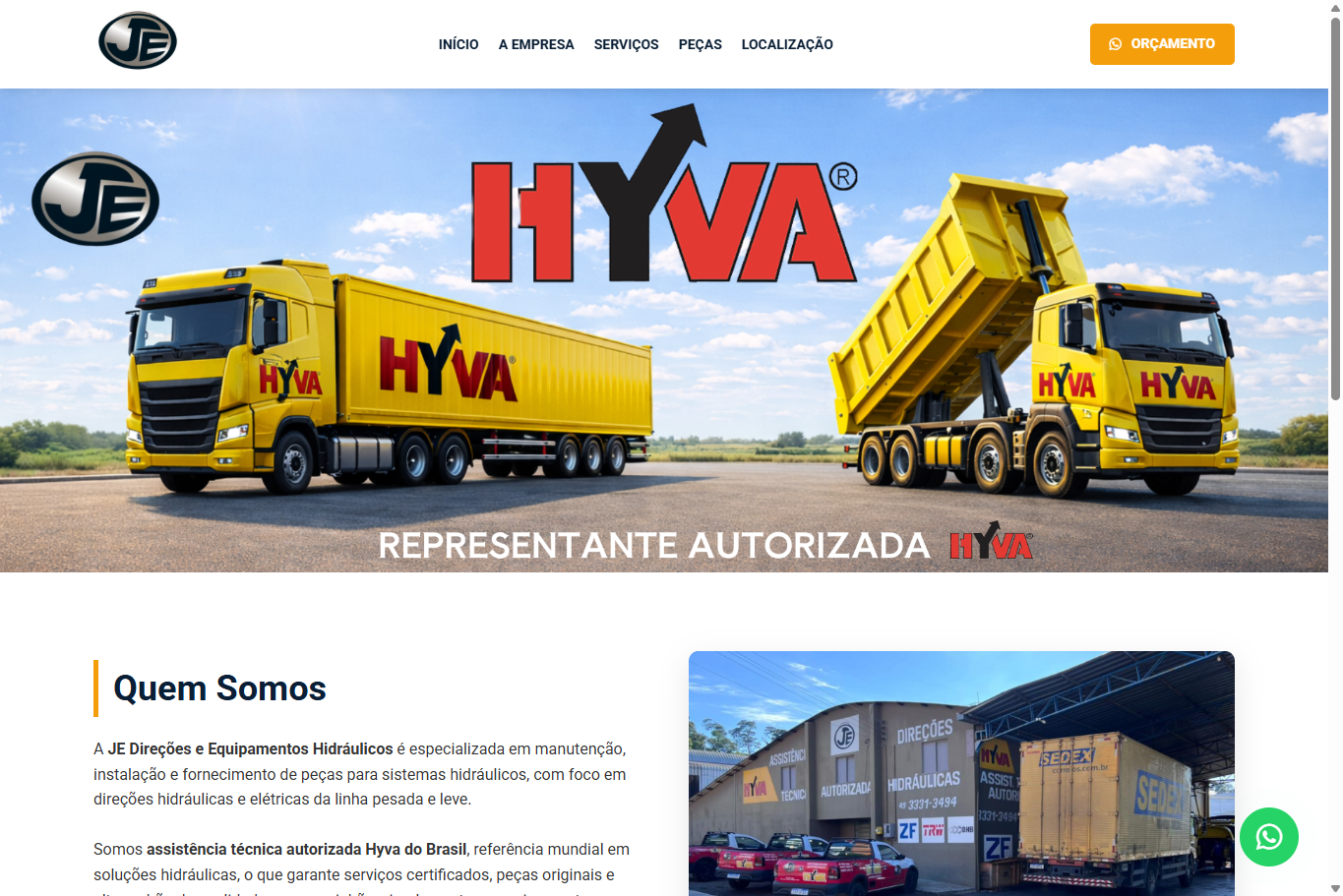 Site JE Direções desenvolvido pela Aura Publicidade